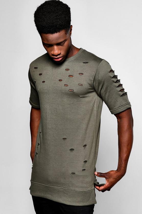 Short Sleeve Destroyed Sweatshirt